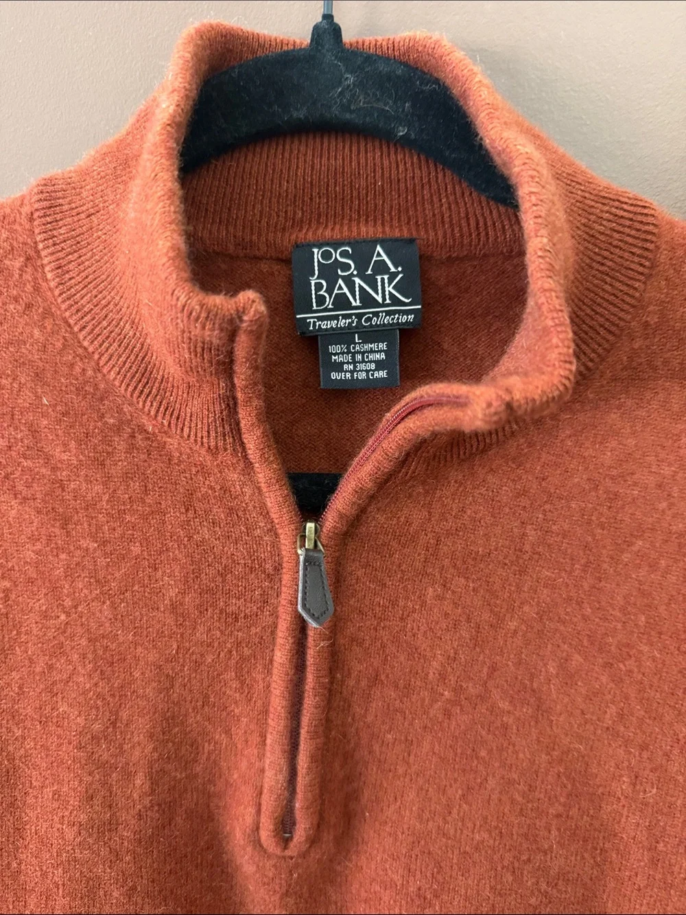 Jos A Bank Traveler’s Collection 100% Cashmere 1/4 Zip Pullover Sweater